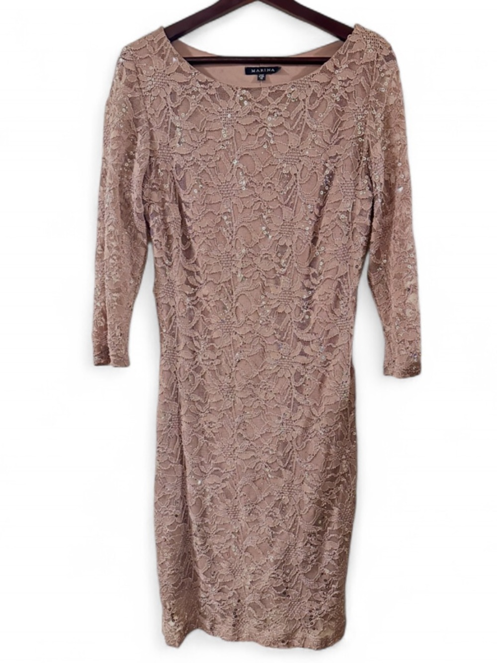 Marina Nude Pink Lace Sequin Women’s Dress Size 12